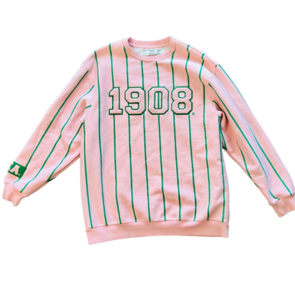 1908 Pink and Green Crew Neck Sweatshirt